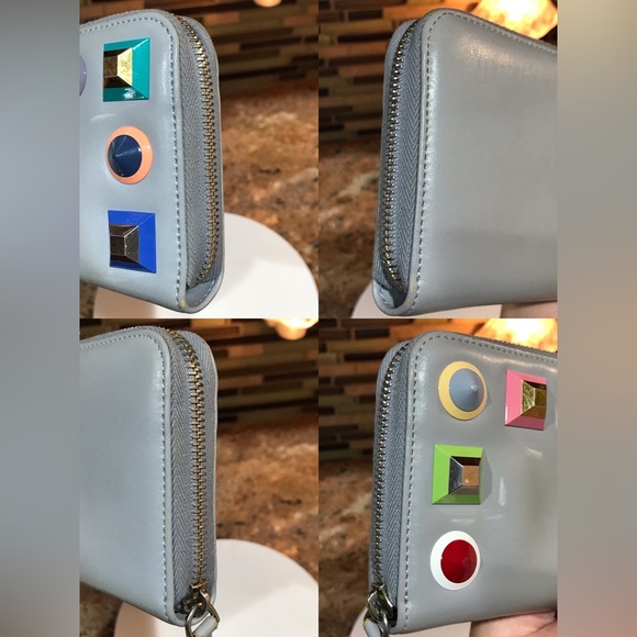 FENDI Vitello Liberty Multicolor Studded Leather Zip Around Wallet ππβ€οΈ - Picture 14 of 17